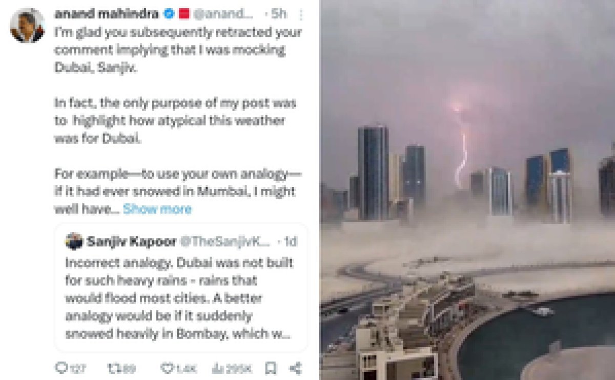 दुबई की बारिश : आनंद महिंद्रा ने संजीव कपूर को दी जिंदगी की सीख