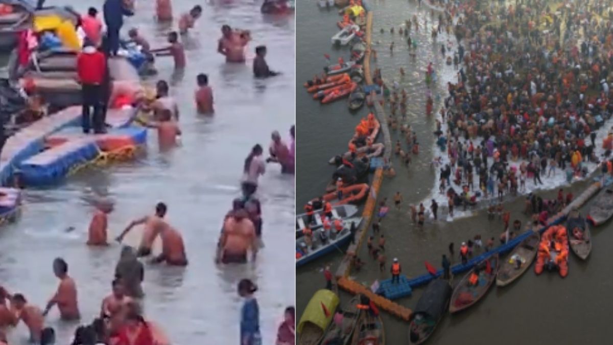 त्रिवेणी संगम पर पवित्र स्नान, लाखों श्रद्धालुओं की भीड़