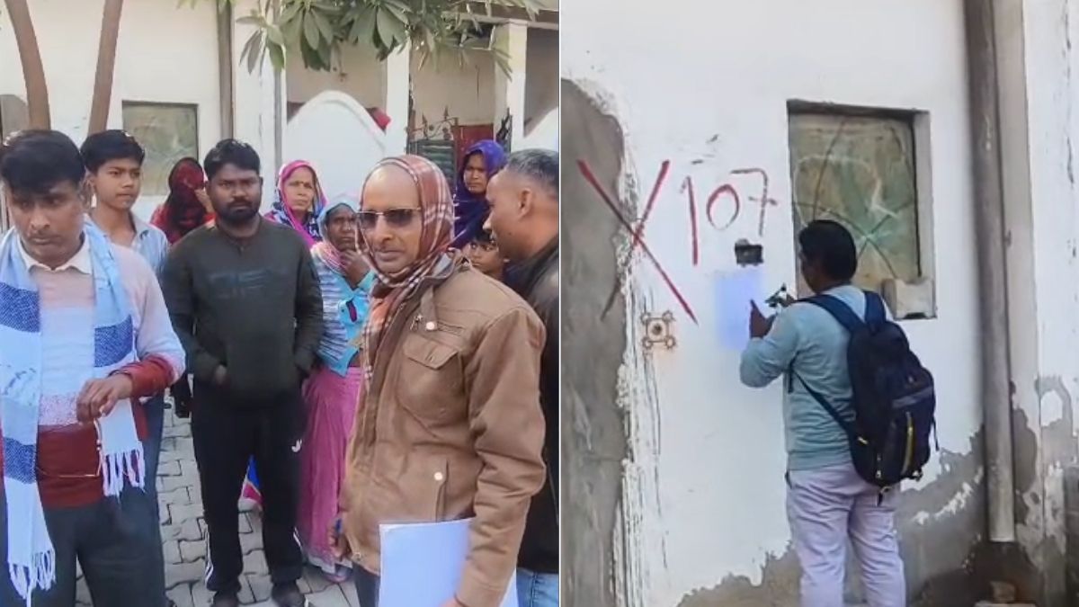 मथुरा के कृष्णानगर में सिंचाई विभाग द्वारा अवैध कब्जों पर लाल निशान लगाने और ड्रेनेज भूमि को अतिक्रमण मुक्त कराने की तैयारी।