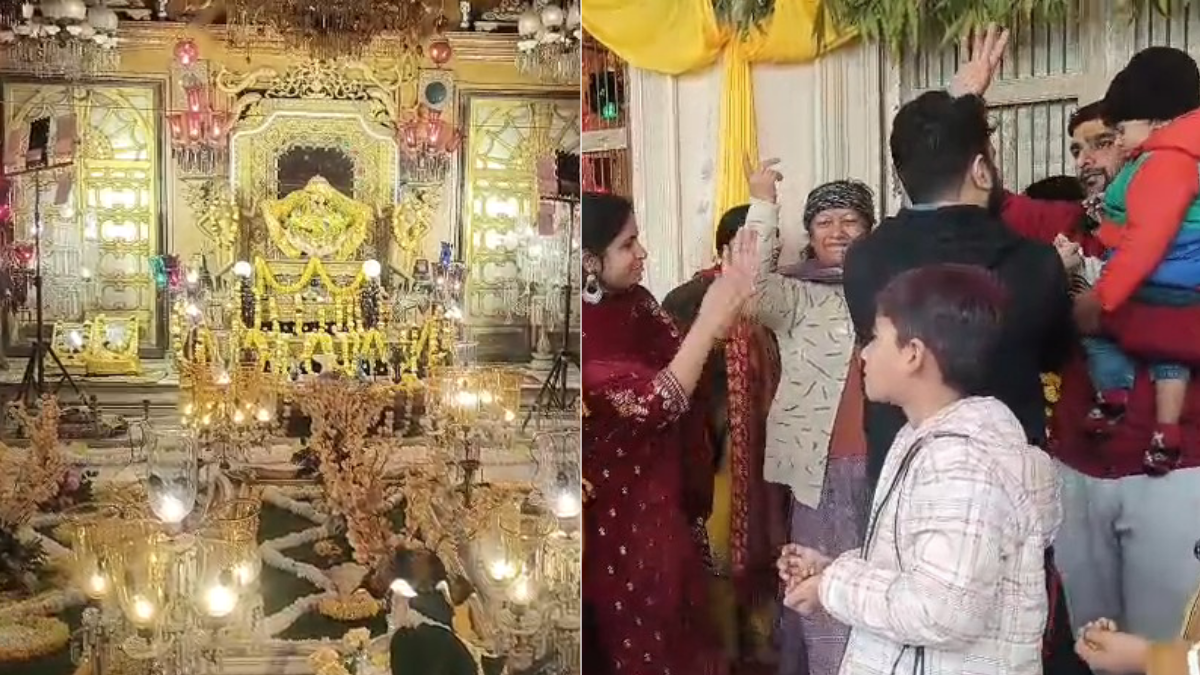 वृंदावन के टेढ़े खंभे वाले मंदिर में बसंत पंचमी के अवसर पर सजे पीले वस्त्रों में राधा-कृष्ण के दर्शन और बसंती कमरा