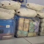 गाजियाबाद पुलिस द्वारा 'ऑपरेशन प्रहार' के तहत जब्त किया गया 47 क्विंटल गांजा और 59 लाख रुपये से अधिक नकदी।