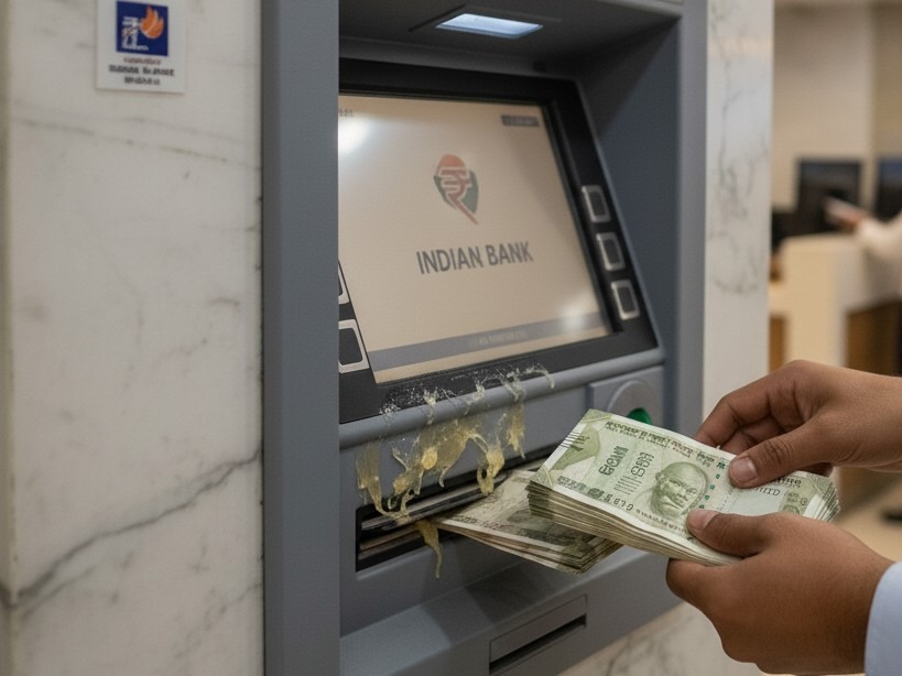 प्रयागराज में एटीएम ठगी का सीसीटीवी फुटेज, ठग फेविक्विक का इस्तेमाल कर रहे हैं।