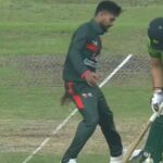 ढाका में खेले गए तीसरे वनडे के दौरान पाकिस्तान और बांग्लादेश के बीच मैच में DRS विवाद का दृश्य