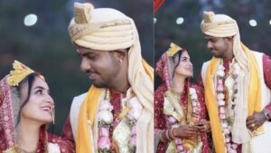 आरसीबी के तेज गेंदबाज यश दयाल और कंटेंट क्रिएटर श्वेता पुंडीर की शादी की चर्चाओं से जुड़ी तस्वीर