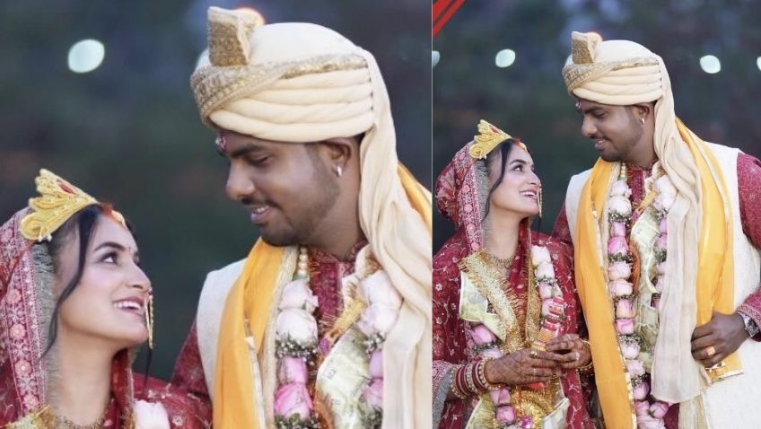 आरसीबी के तेज गेंदबाज यश दयाल और कंटेंट क्रिएटर श्वेता पुंडीर की शादी की चर्चाओं से जुड़ी तस्वीर